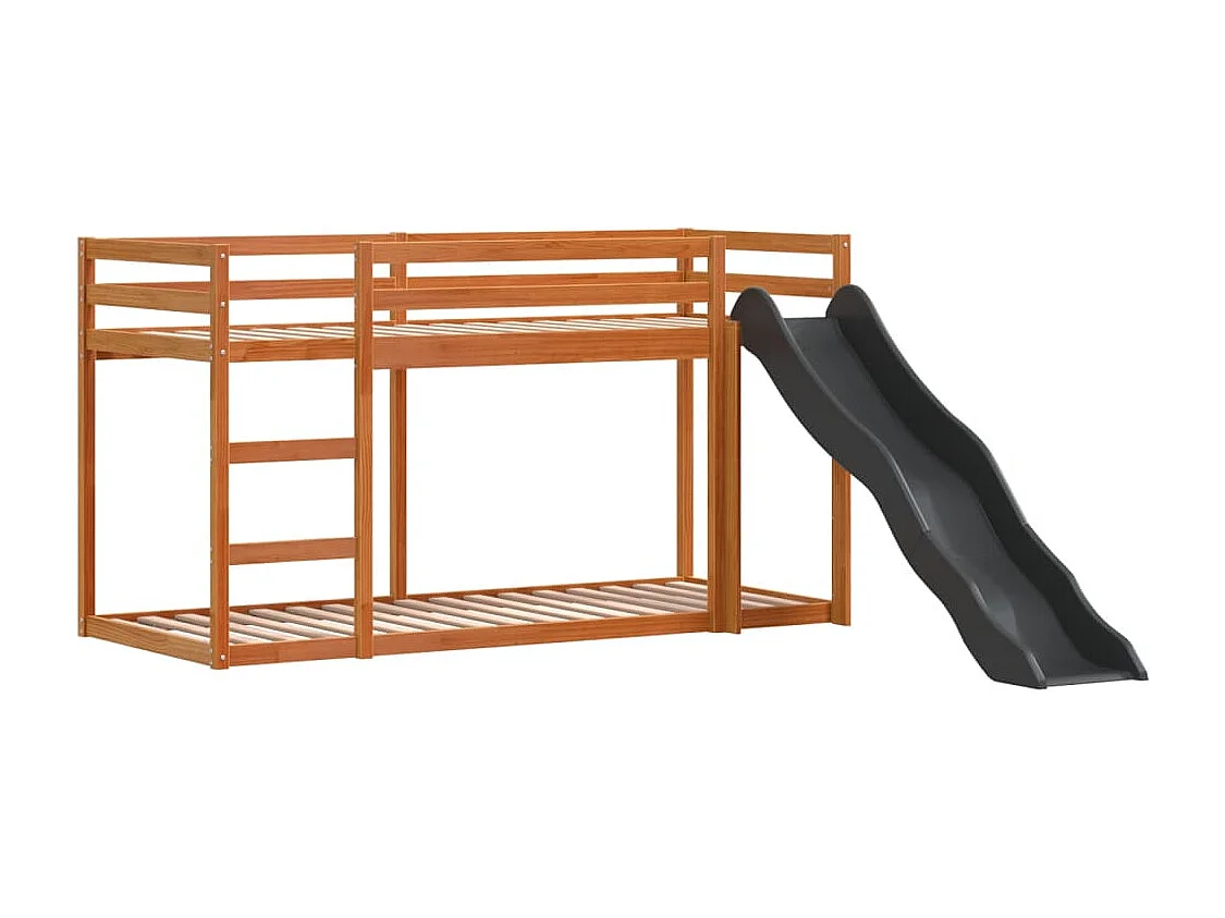 Lit superposé avec toboggan/échelle 90x200 cm bois pin massif FR45543