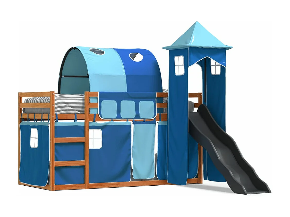 Beliche - 90x200 cm com escorrega e cortinas azul PT647408