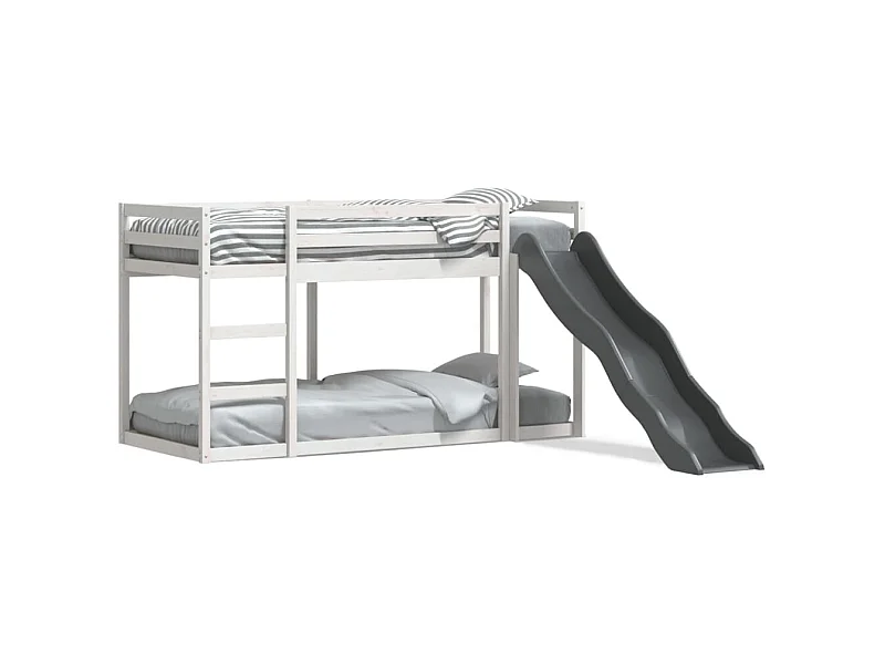 Lit superposé avec toboggan/échelle blanc 90x200 cm pin massif FR77587