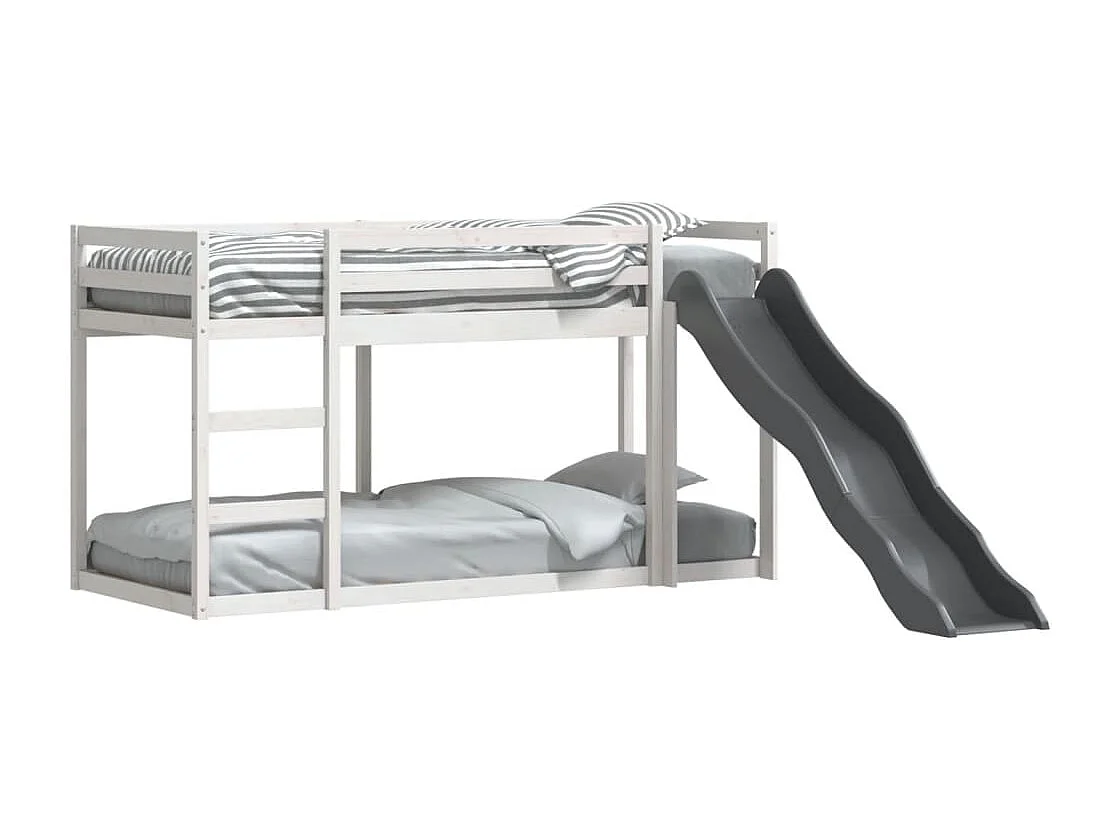 Lit superposé avec toboggan/échelle blanc 90x200 cm pin massif FR77587