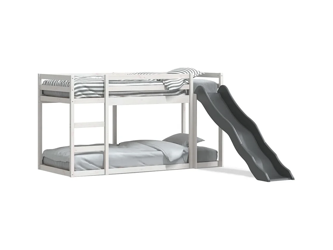Lit superposé avec toboggan/échelle blanc 90x200 cm pin massif FR77587