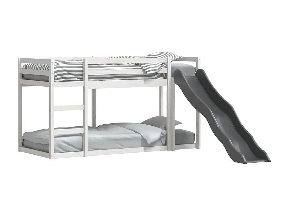 Lit superposé avec toboggan/échelle blanc 80x200 cm pin massif FR98053