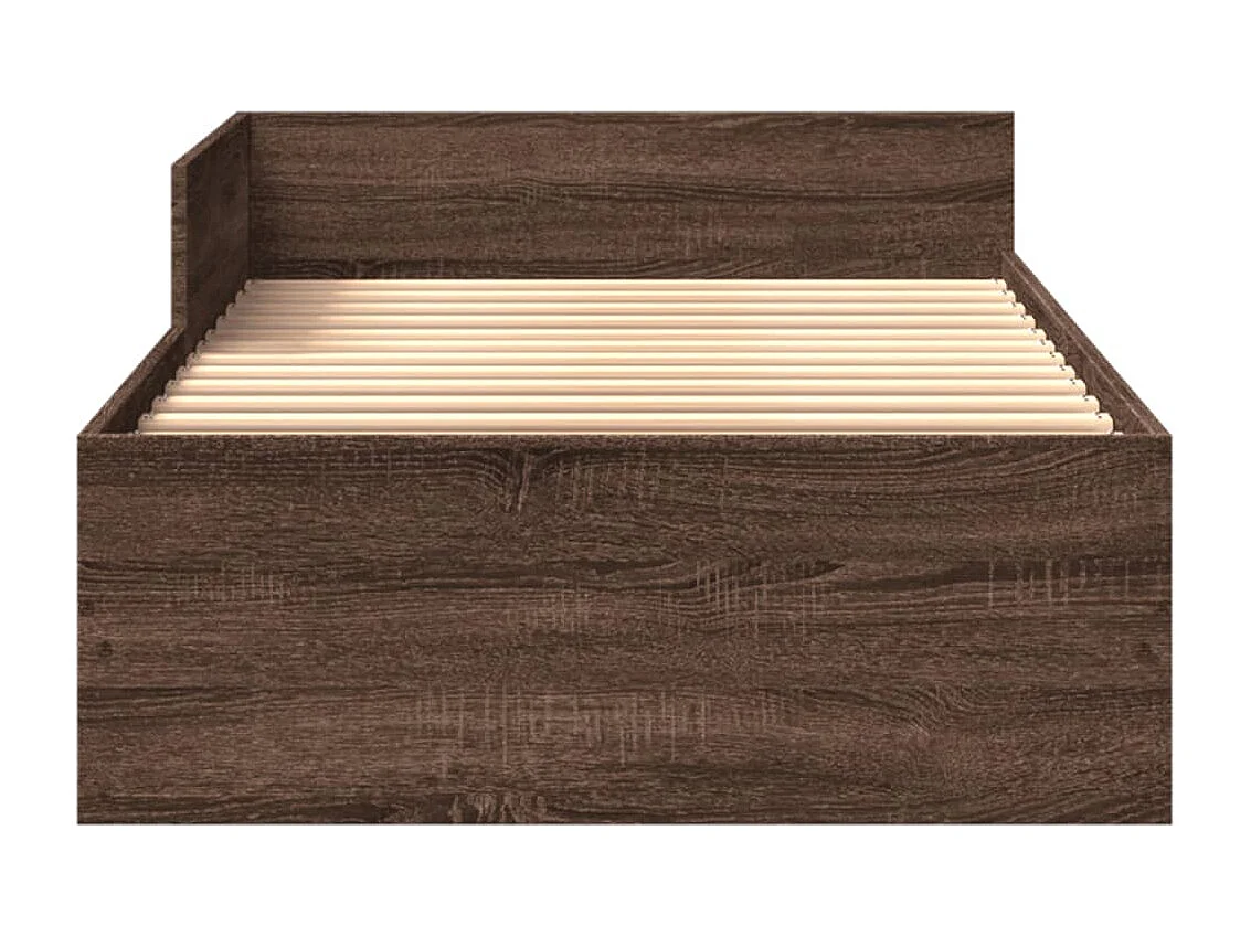 Lit adulte chêne marron 90x190 cm bois d'ingénierie FR54878