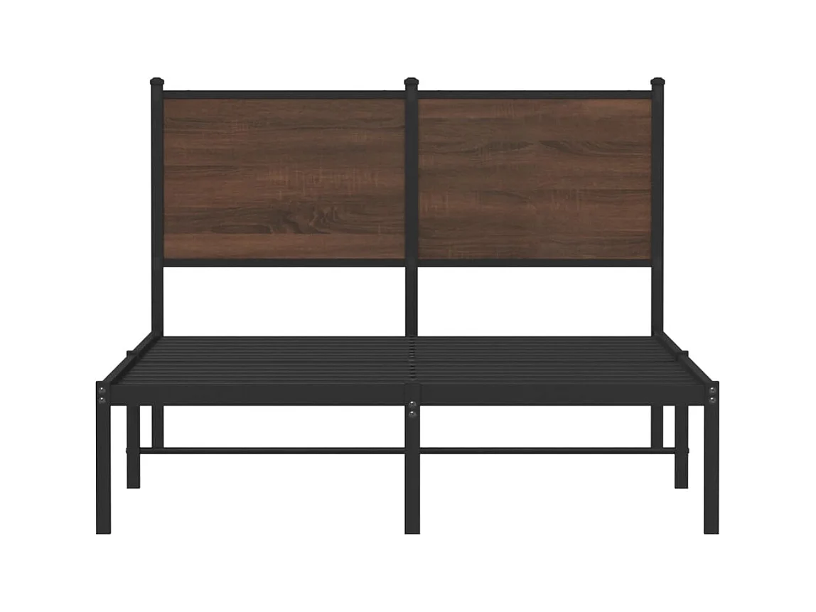 Lit adulte en métal avec tête de lit chêne marron 120x200 cm FR841496