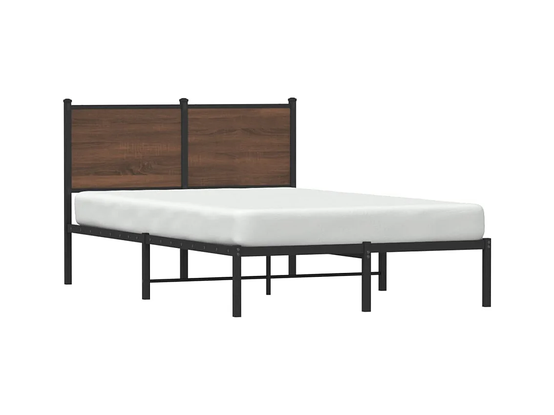 Lit adulte en métal avec tête de lit chêne marron 120x200 cm FR841496