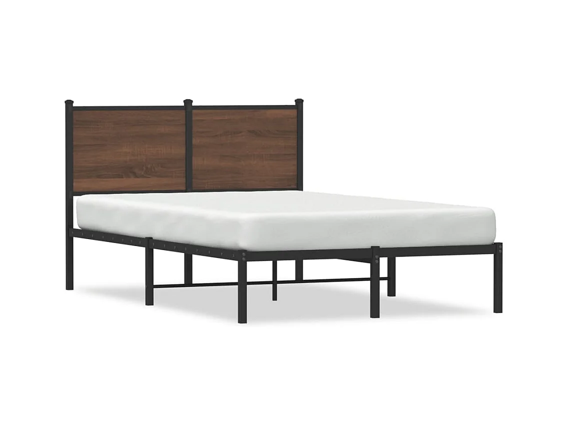 Lit adulte en métal avec tête de lit chêne marron 120x200 cm FR841496