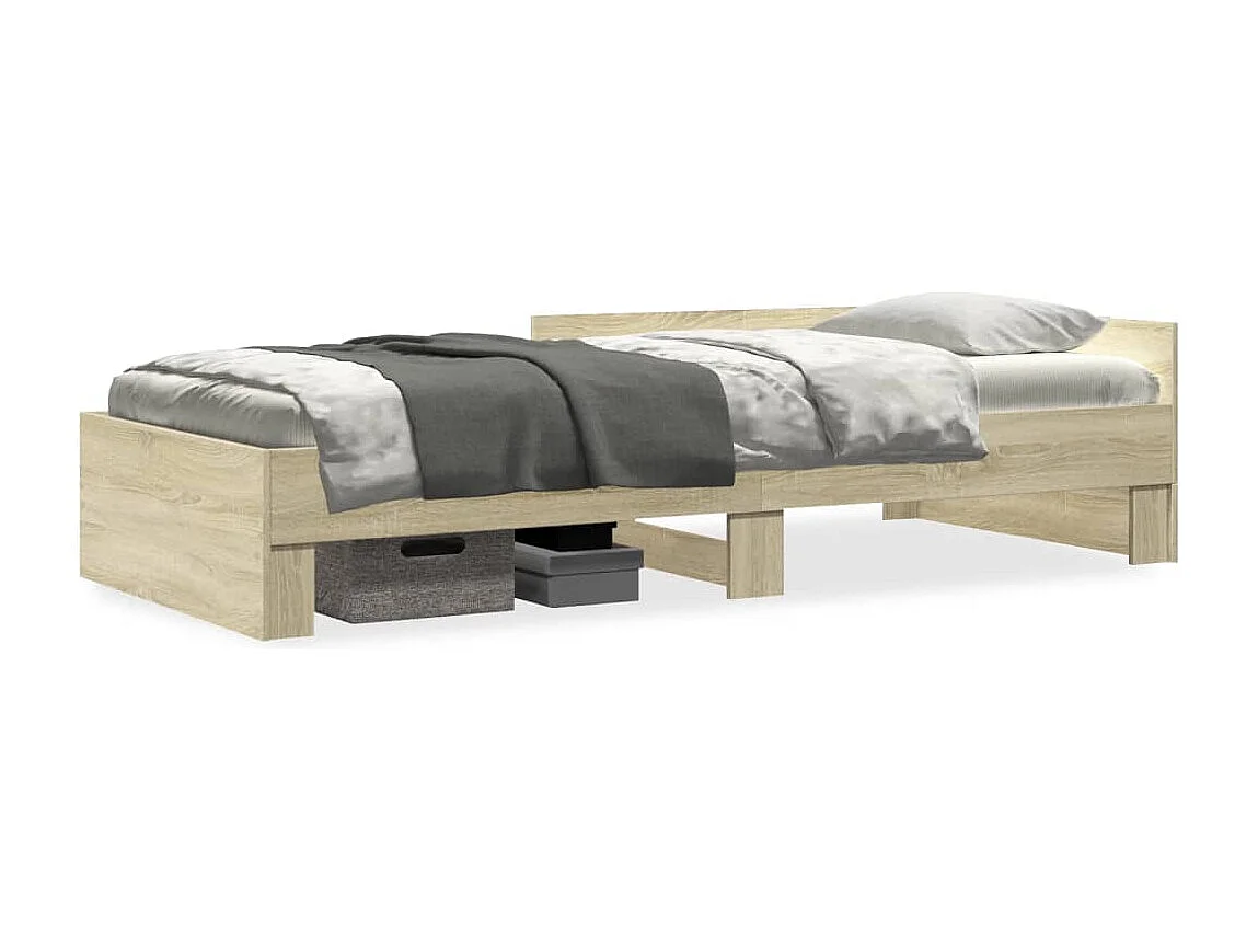 Lit adulte chêne sonoma 75x190 cm bois d'ingénierie FR35608