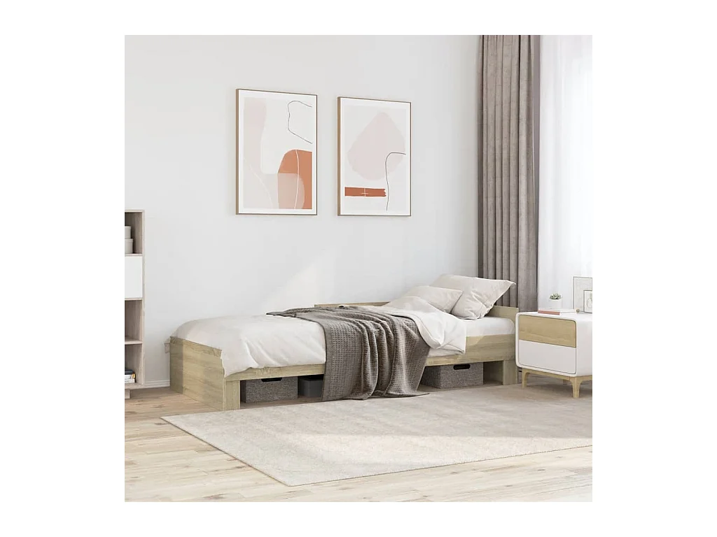 Lit adulte chêne sonoma 75x190 cm bois d'ingénierie FR35608
