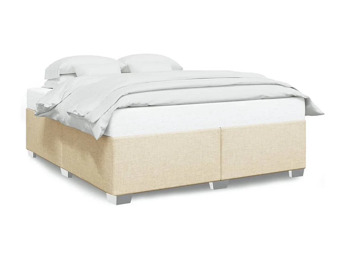 Bedframe zonder matras stof crèmekleurig 200x200 cm BE635137