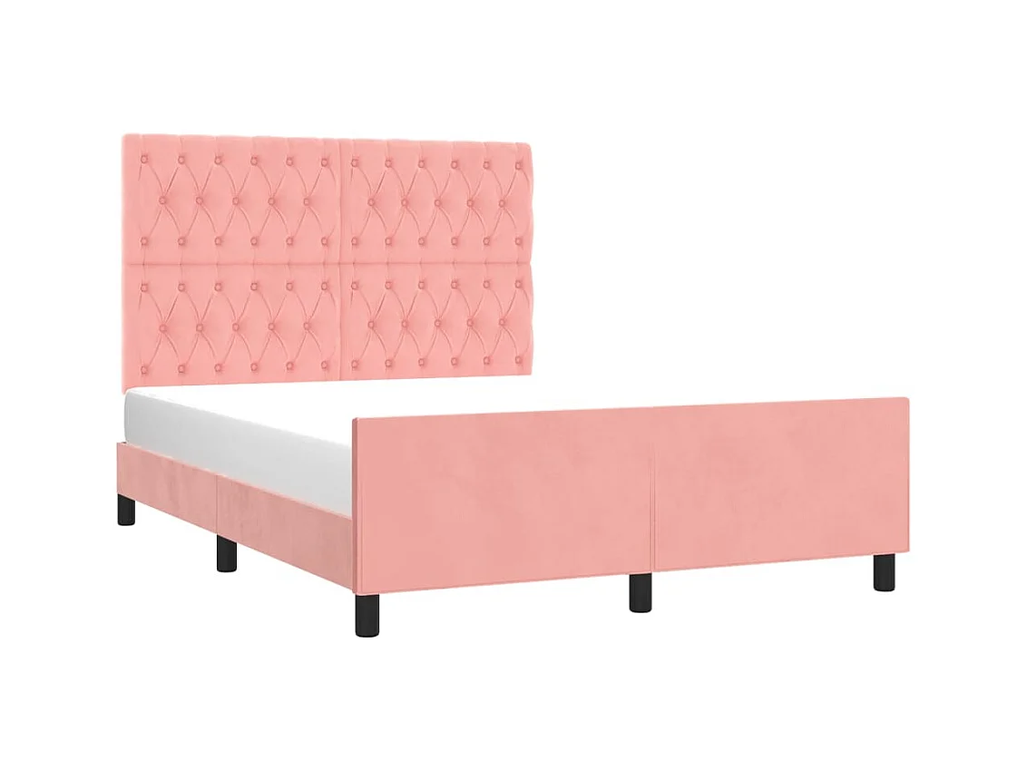 Lit adulte avec tête de lit Rose 140x190 cm Velours FR687312