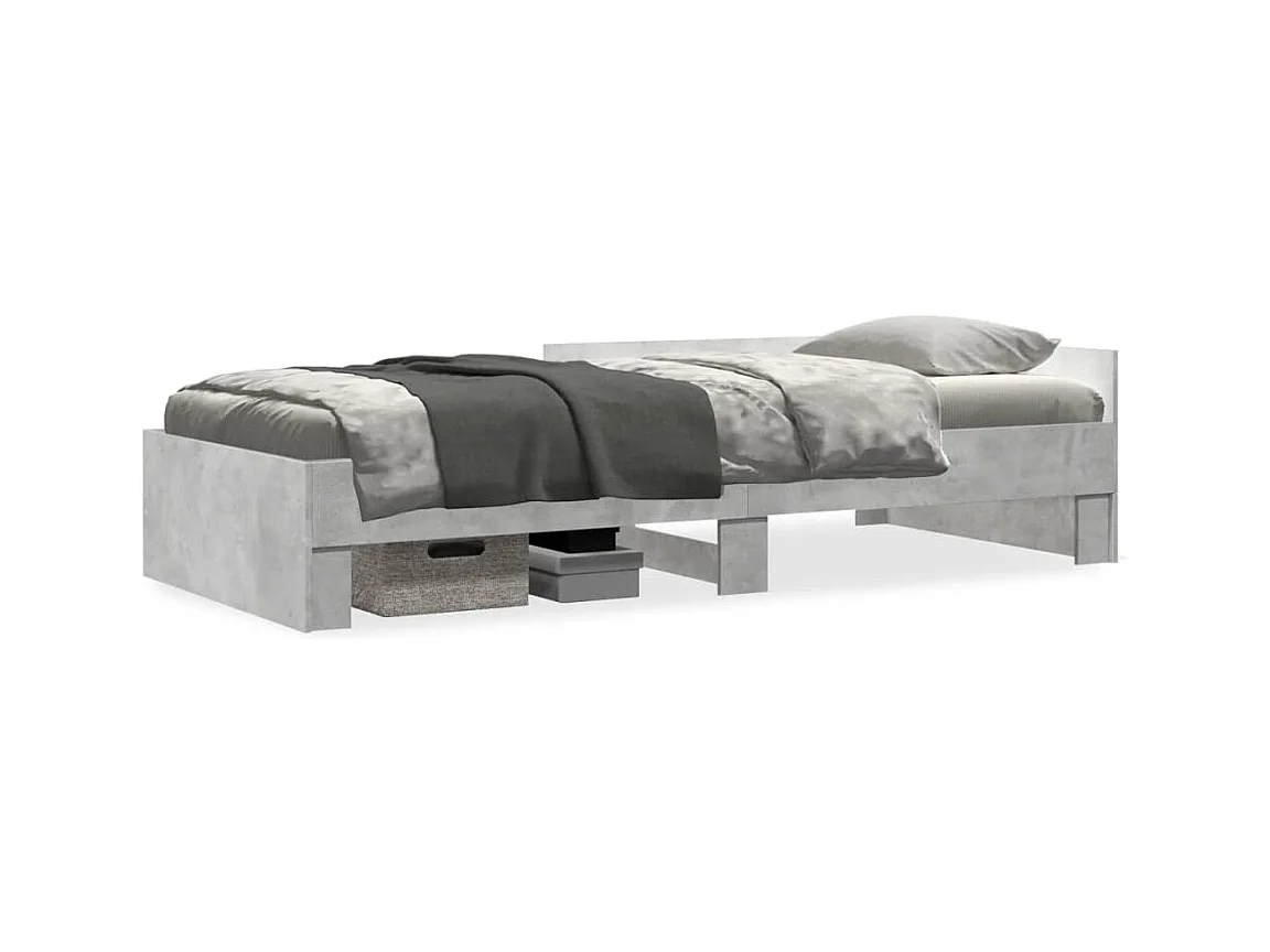 Lit adulte gris béton 75x190 cm bois d'ingénierie FR88426