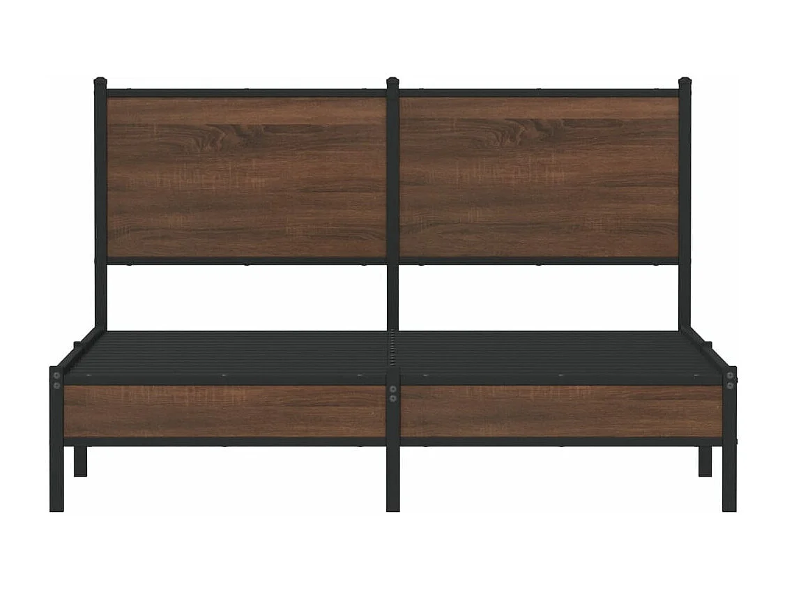 Lit adulte en métal avec tête de lit chêne marron 137x190 cm FR329892