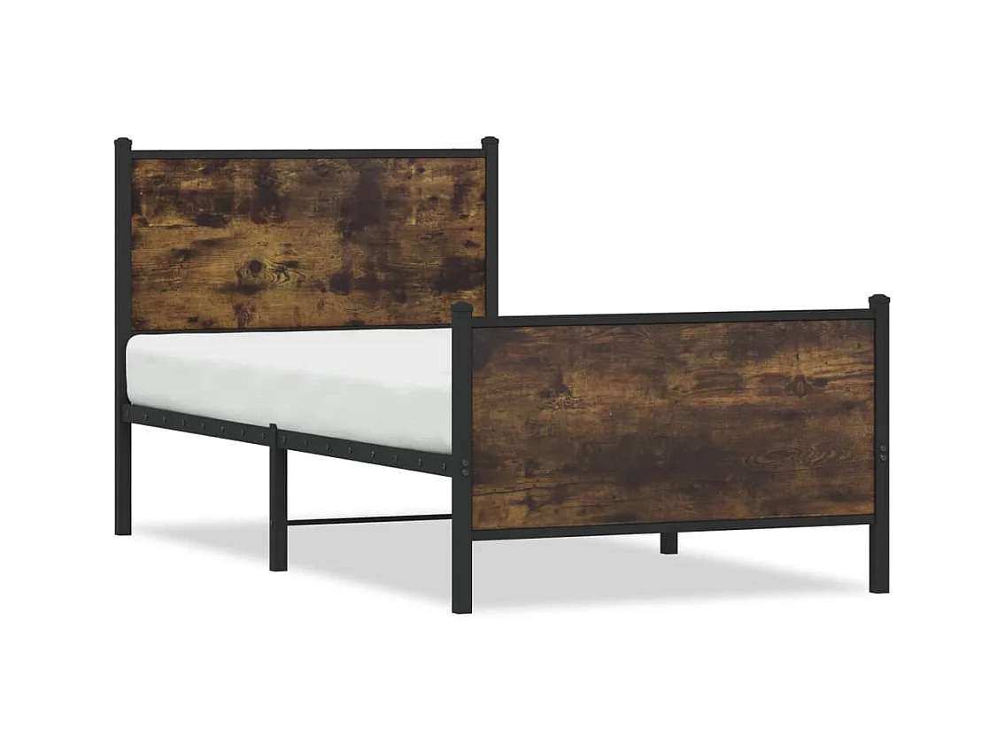 Lit adulte métal avec tête de lit et pied de lit 90x190 cm FR496448