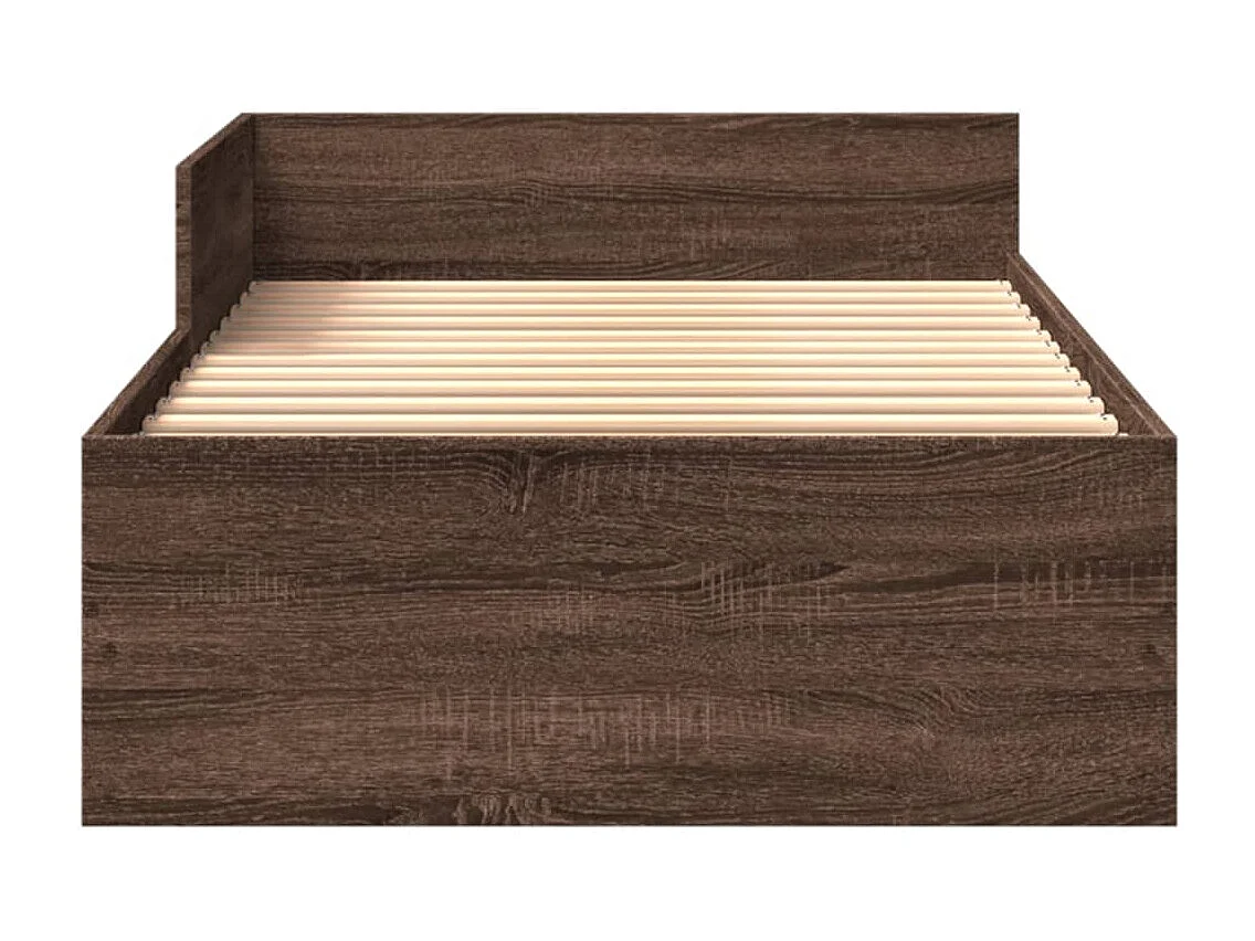 Lit adulte chêne marron 100x200 cm bois d'ingénierie FR92958