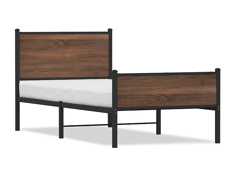 Bedframe hoofd- en voeteneinde metaal bruin eiken 80x200 cm BE300474