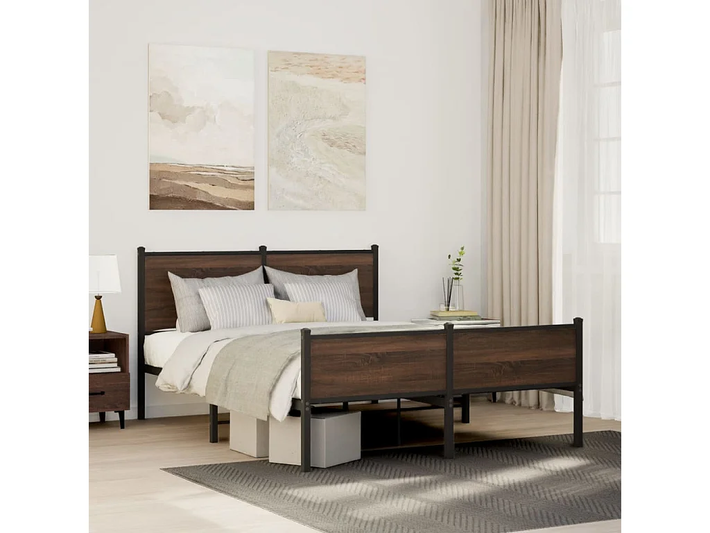 Cama - 140x190cm, sem colchão metal carvalho castanho PT463194