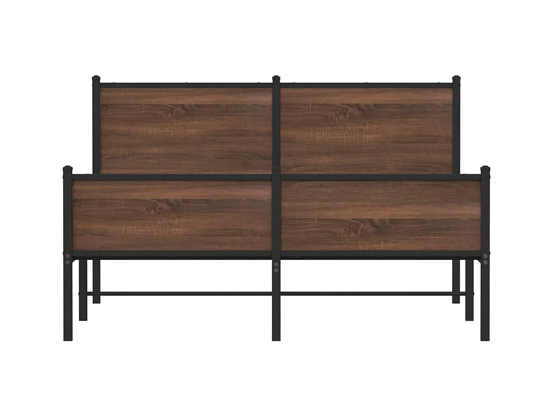 Cama con cabecero y pie de cama metal marrón roble 140x190 cm ES885315