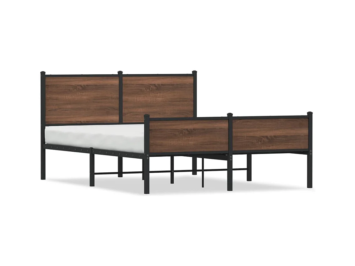 Cama con cabecero y pie de cama metal marrón roble 140x190 cm ES885315