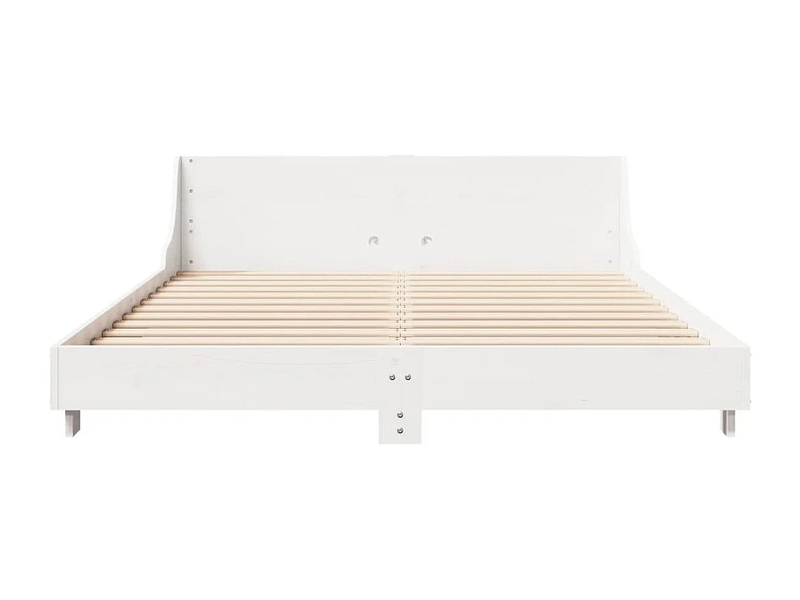 Lit adulte avec tête de lit blanc 120x200 cm bois pin massif FR248693