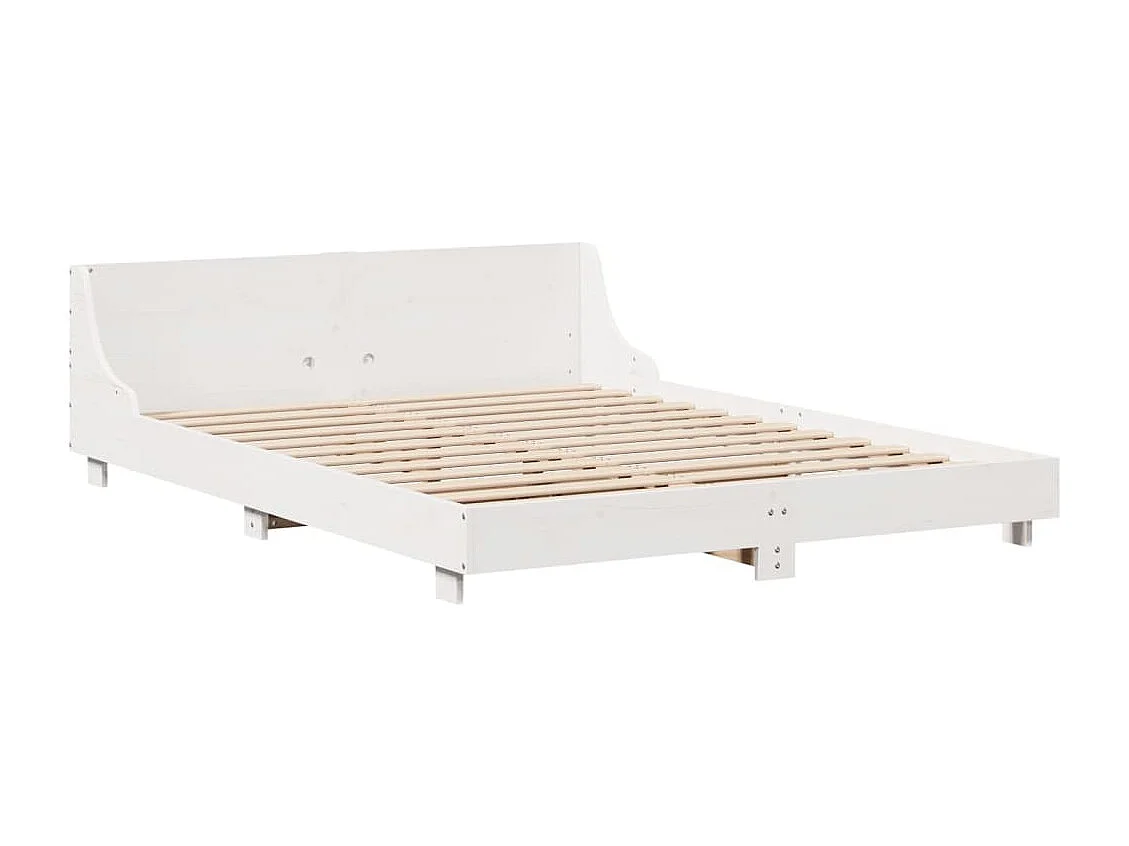 Lit adulte avec tête de lit blanc 120x200 cm bois pin massif FR248693