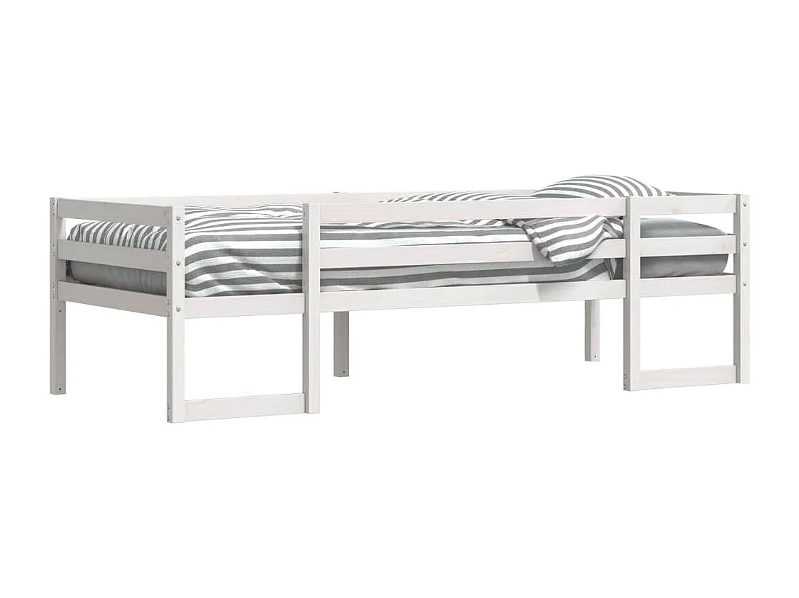 Lit adulte pour enfants blanc 90x190 cm bois de pin massif FR71376