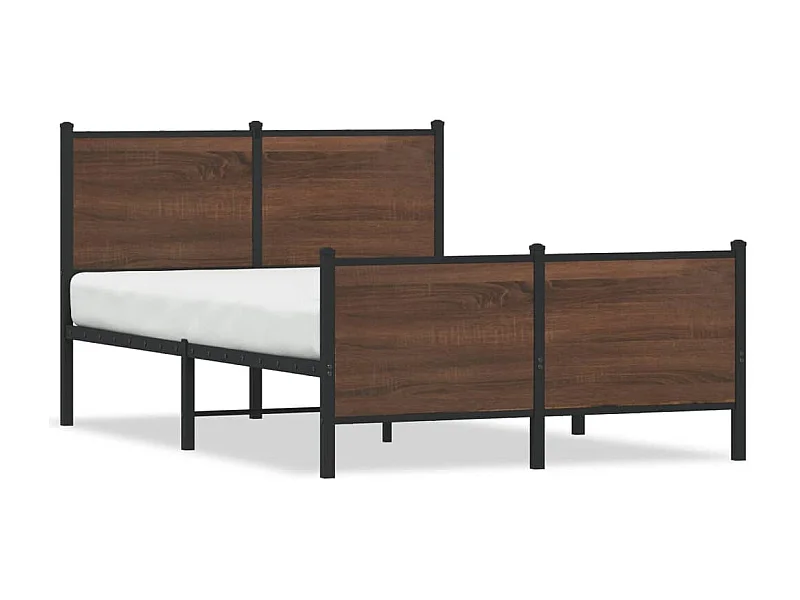 Cama con cabecero y pie de cama metal marrón roble 120x190 cm ES500584