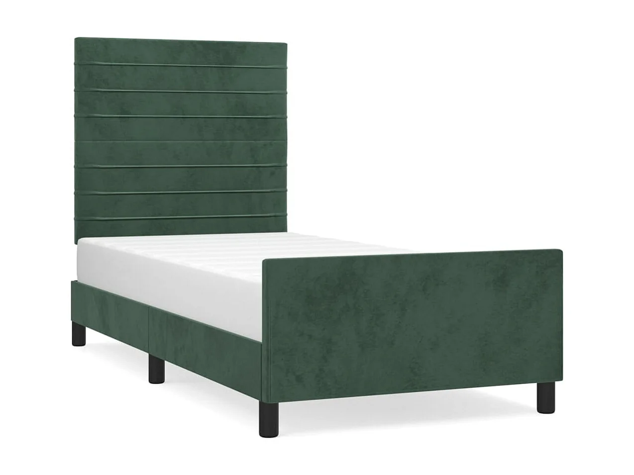 Lit adulte avec tête de lit Vert foncé 90x190 cm Velours FR248789