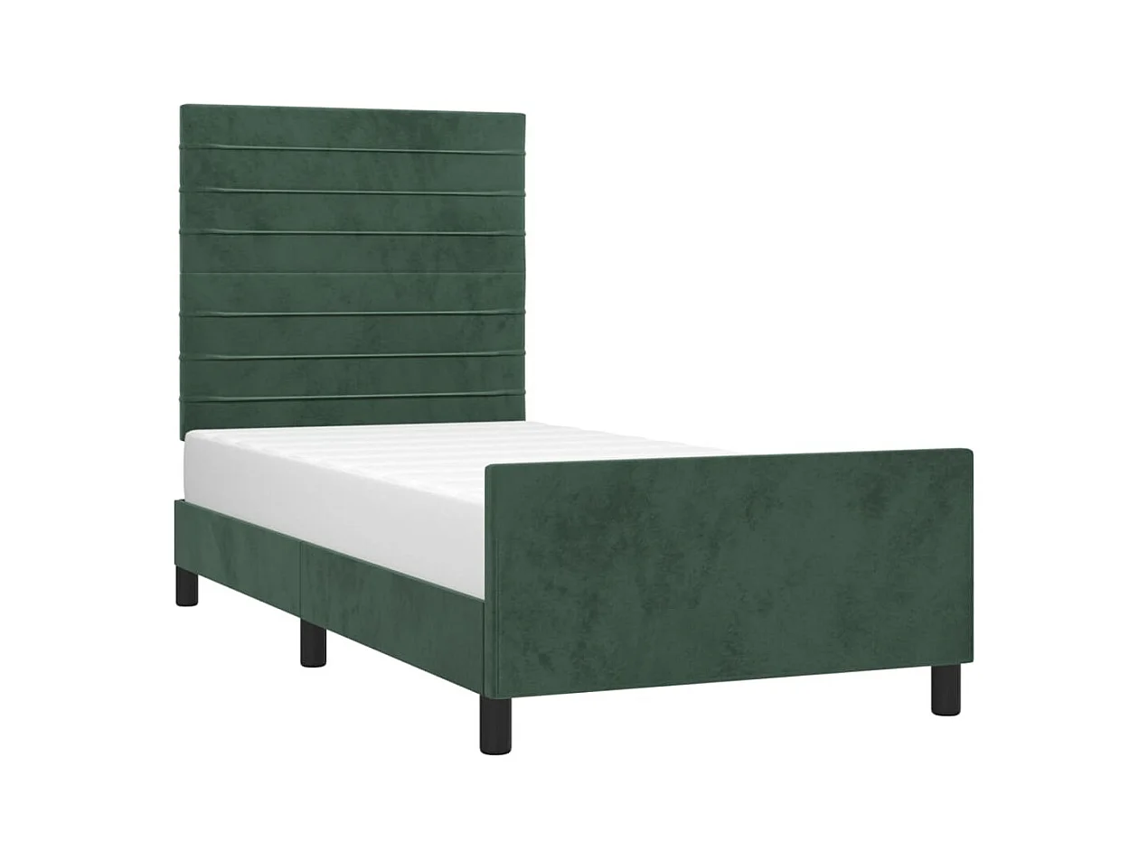 Lit adulte avec tête de lit Vert foncé 90x190 cm Velours FR248789