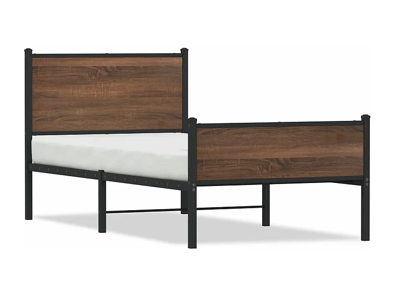 Bedframe hoofd- en voeteneinde metaal bruin eiken 90x190 cm BE181817