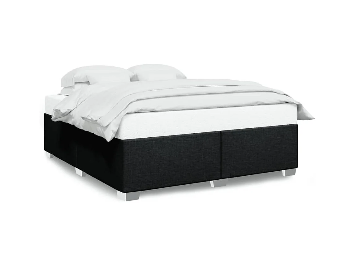 Lit adulte Noir 200x200 cm Tissu FR61899