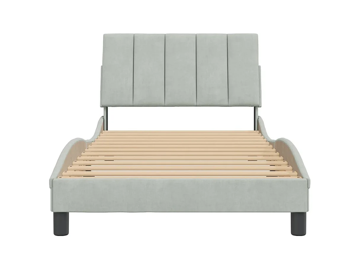 Bedframe met hoofdeinde fluweel lichtgrijs 100x200 cm BE958141