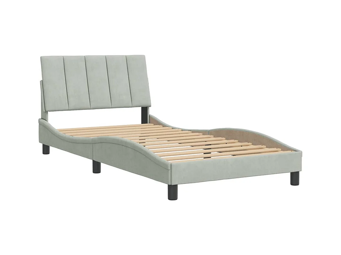 Bedframe met hoofdeinde fluweel lichtgrijs 100x200 cm BE958141