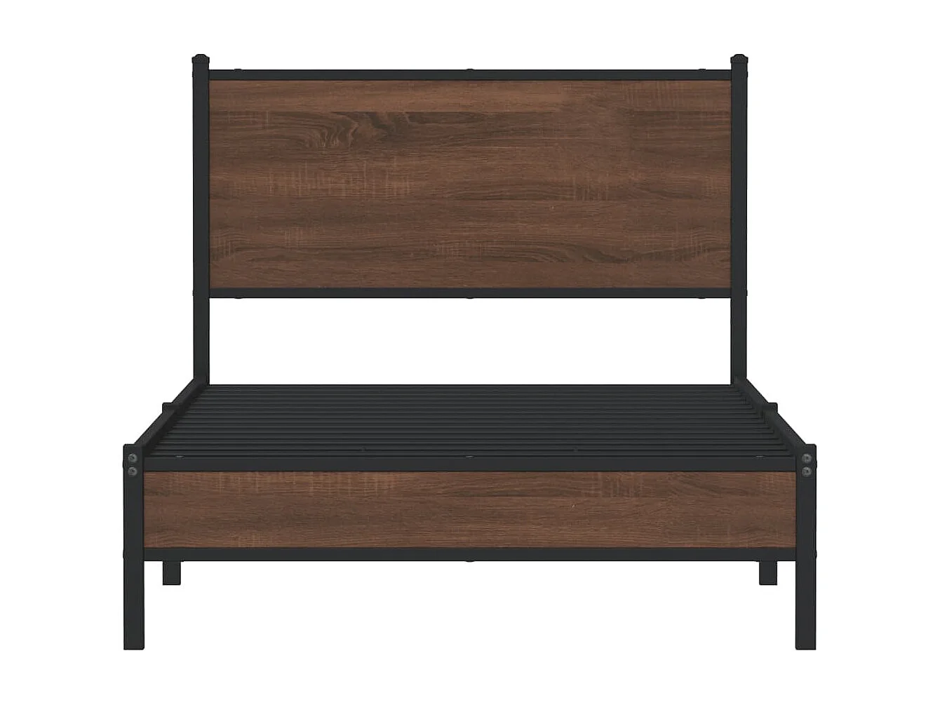 Lit adulte en métal avec tête de lit chêne marron 100x200 cm FR950908