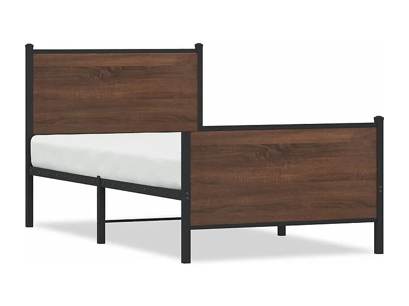 Bedframe hoofd- en voeteneinde metaal bruin eiken 107x203 cm BE426916