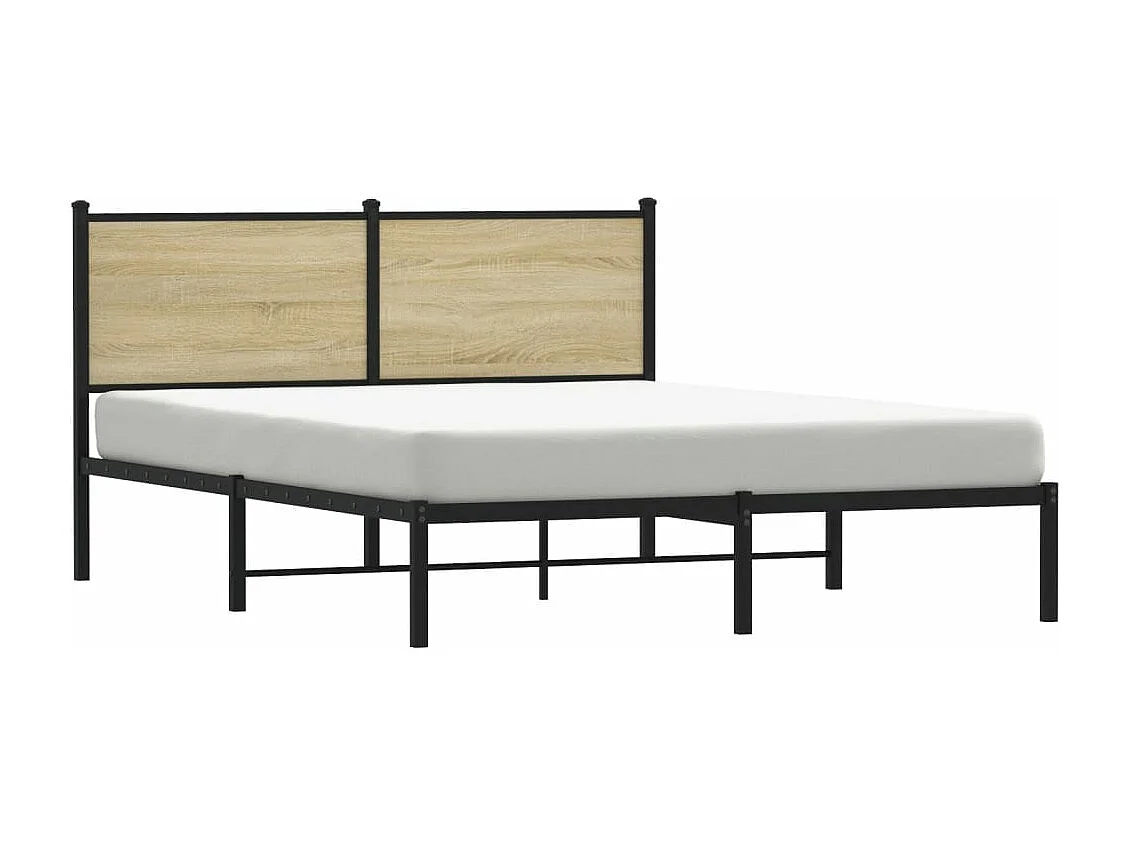 Lit adulte en métal avec tête de lit chêne sonoma 140x190 cm FR321444