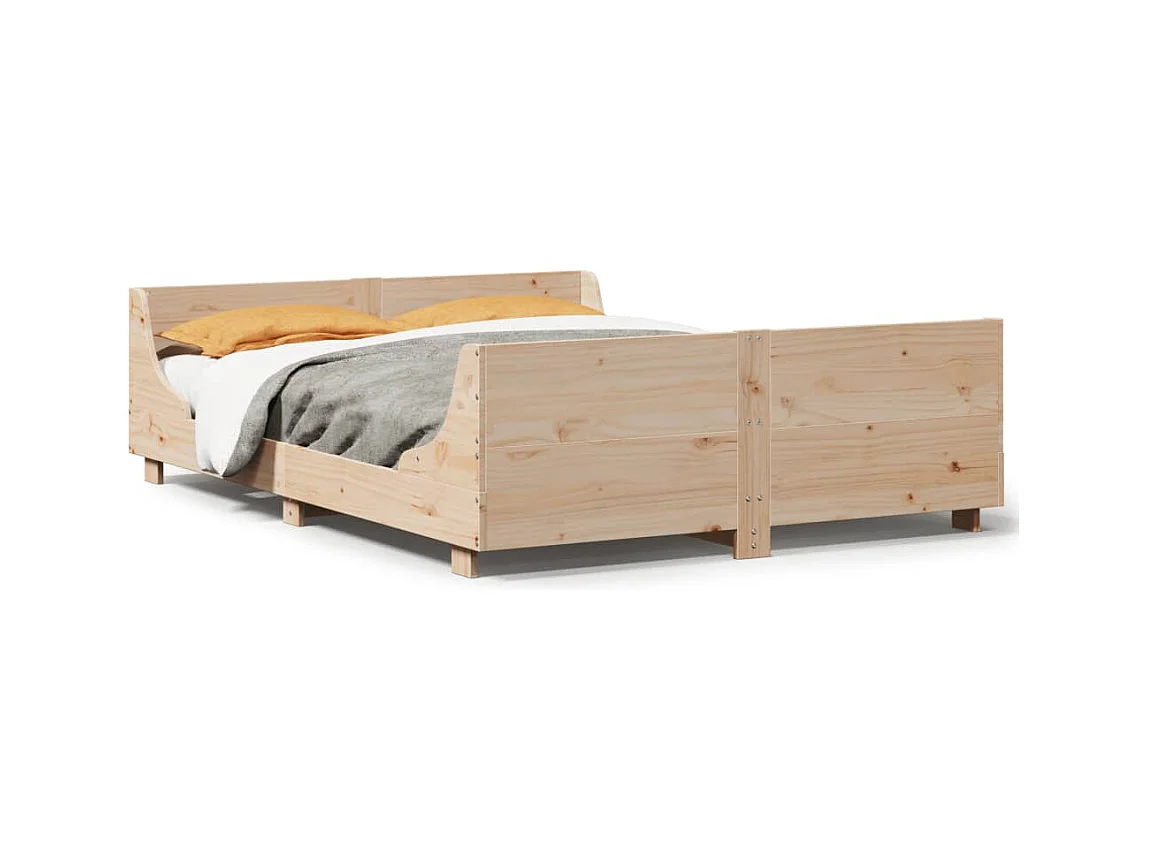 Lit adulte avec tête de lit 120x200 cm bois de pin massif FR160924