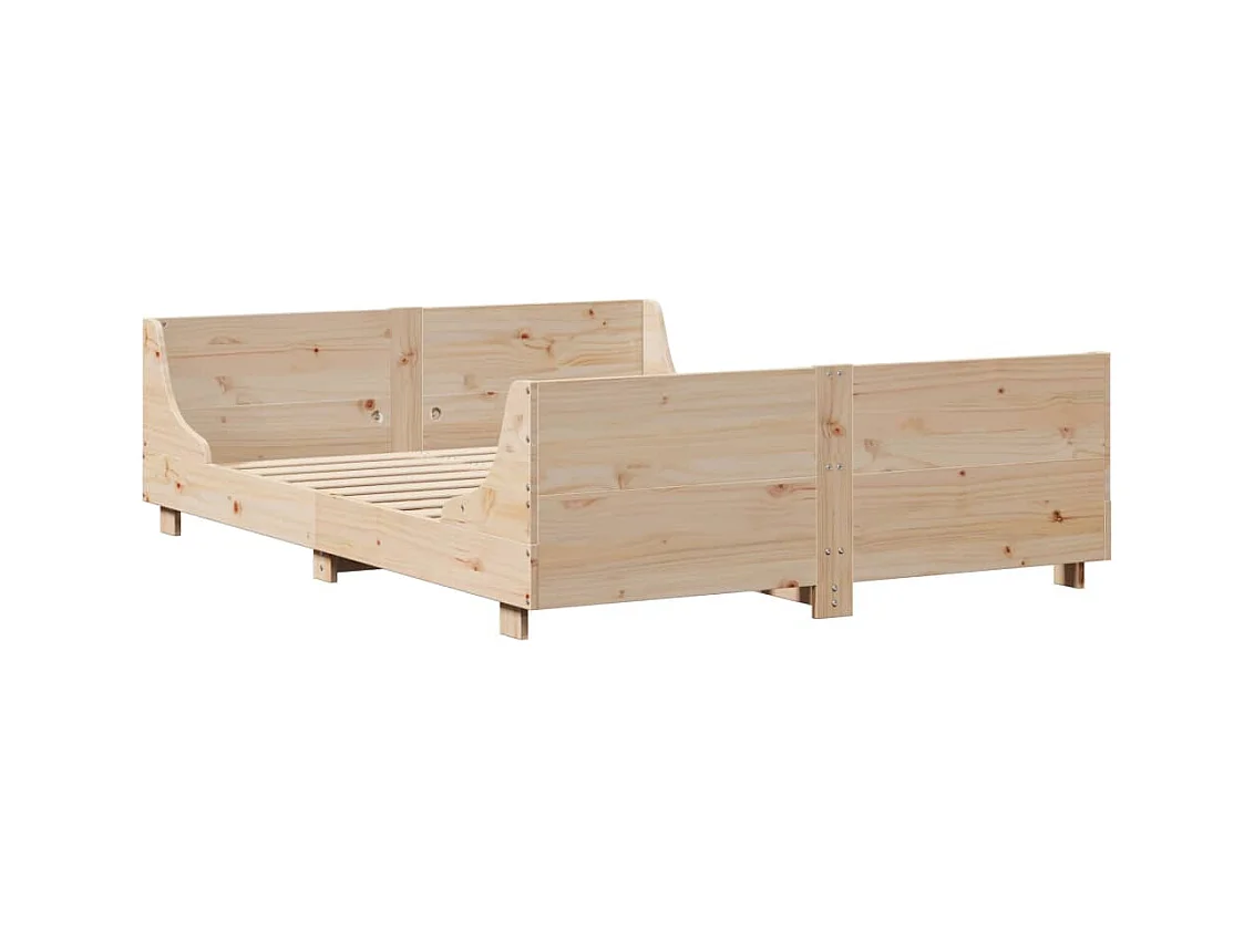 Lit adulte avec tête de lit 120x200 cm bois de pin massif FR160924