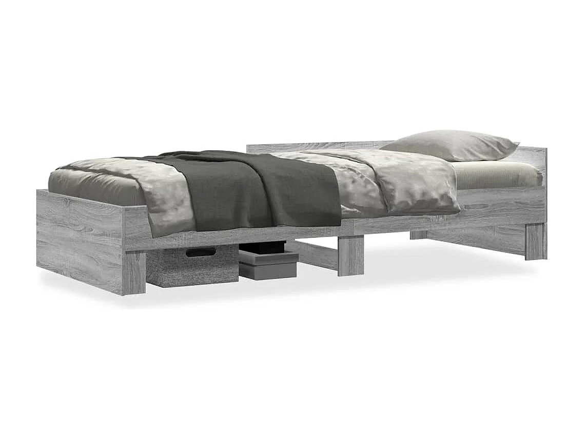 Lit adulte sonoma gris 75x190 cm bois d'ingénierie FR55174