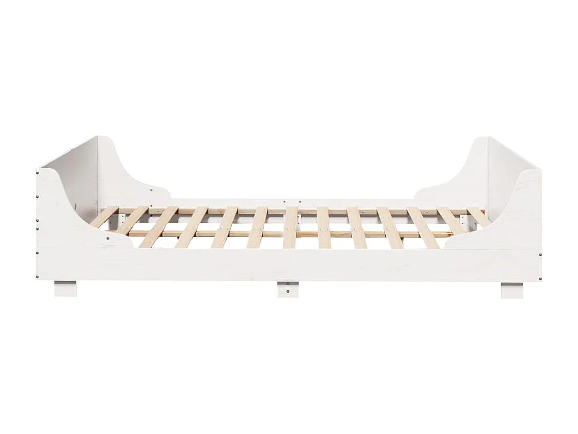 Lit adulte avec tête de lit blanc 135x190 cm bois pin massif FR518638