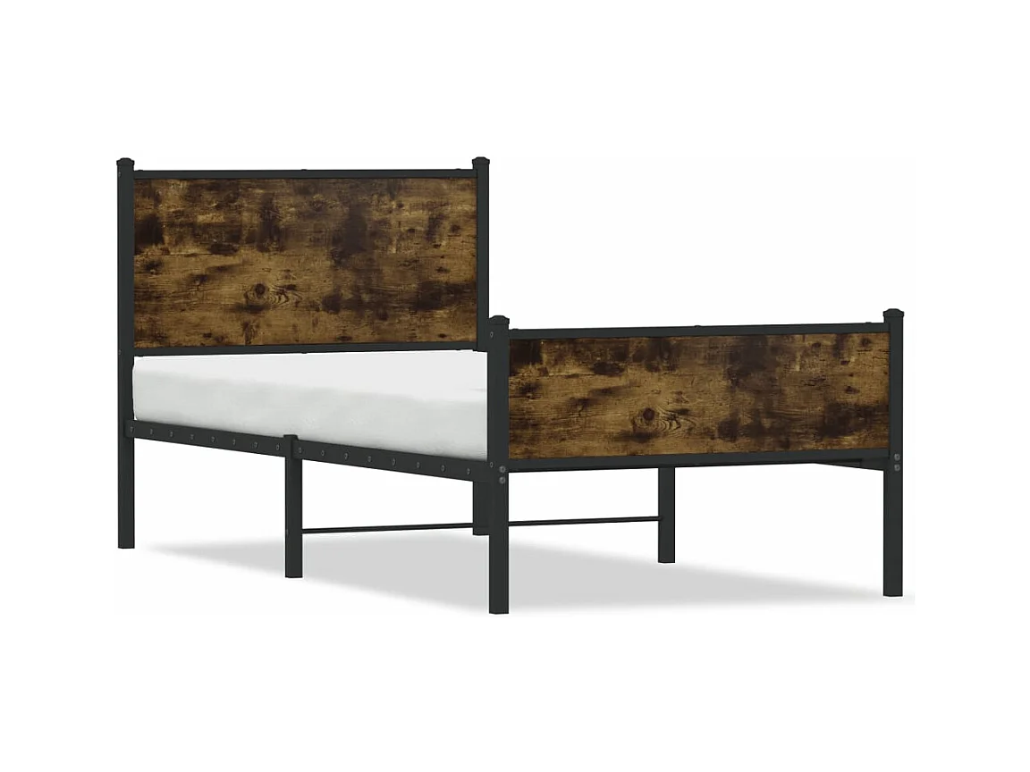 Lit adulte métal avec tête de lit et pied de lit 90x190 cm FR145967