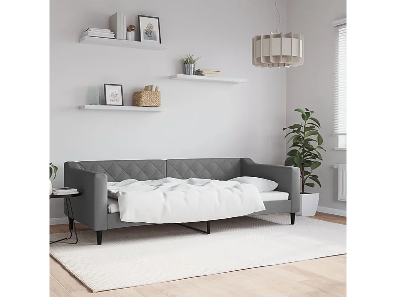 Lit de jour gris foncé 90x200 cm tissu FR59050