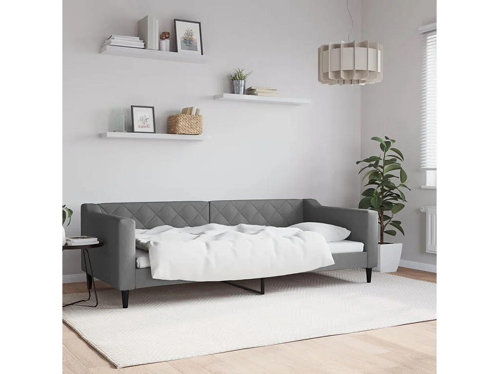 Slaapbank 90x200 cm stof donkergrijs BE498463