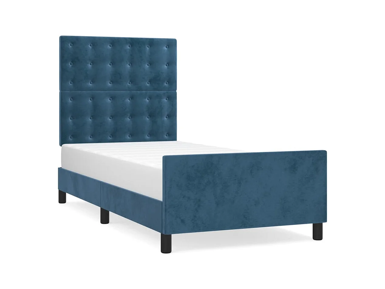 Lit adulte avec tête de lit Bleu foncé 90x190 cm Velours FR328249