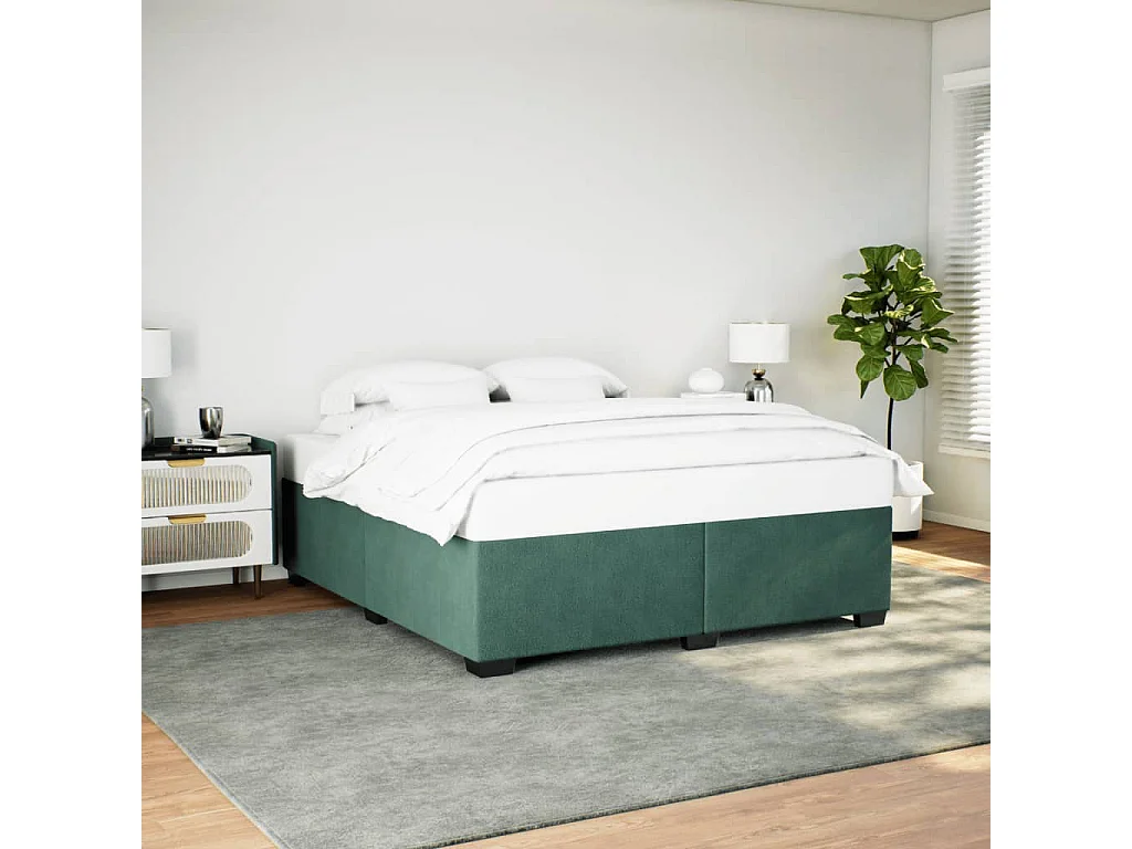 Lit adulte Vert foncé 180x200 cm Velours FR21505