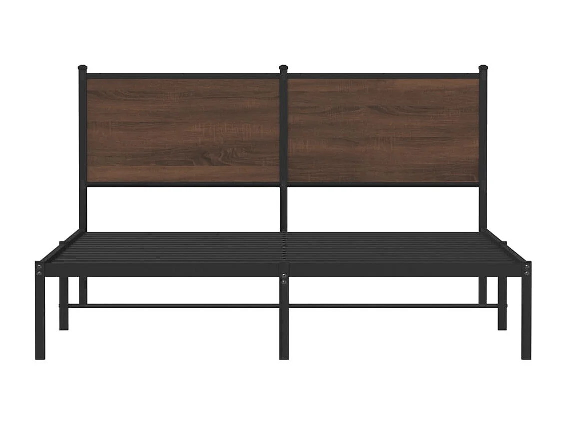 Lit adulte en métal avec tête de lit chêne marron 150x200 cm FR481810
