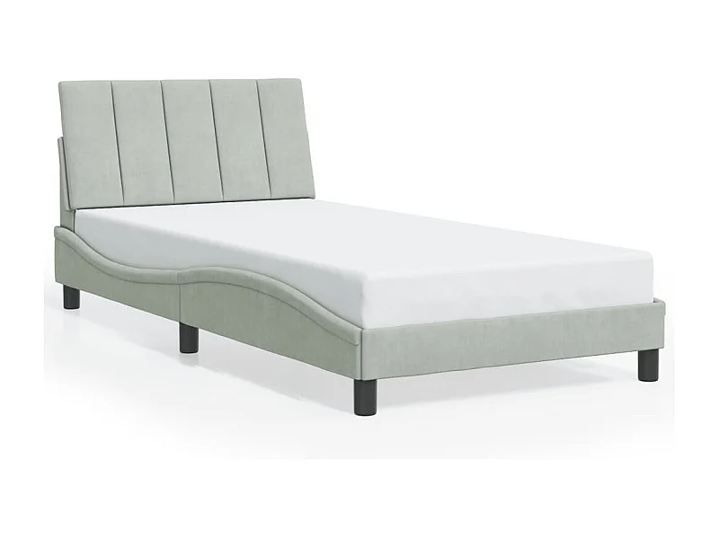 Cama - 100x200 cm c/ luzes LED veludo cinzento-claro PT653362