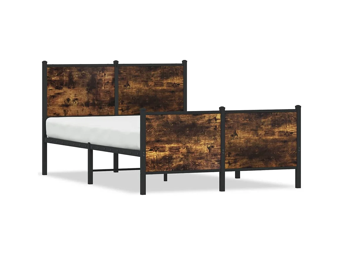Bedframe hoofd- en voeteneinde metaal gerookt eiken 120x200 cm BE752470