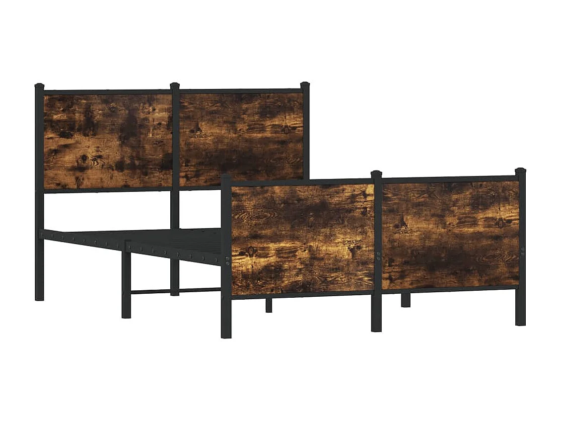 Bedframe hoofd- en voeteneinde metaal gerookt eiken 120x200 cm BE752470