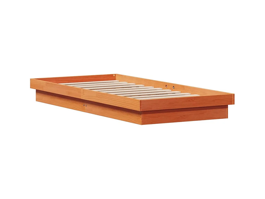 Bedframe LED massief grenenhout wasbruin 75x190 cm BE731952