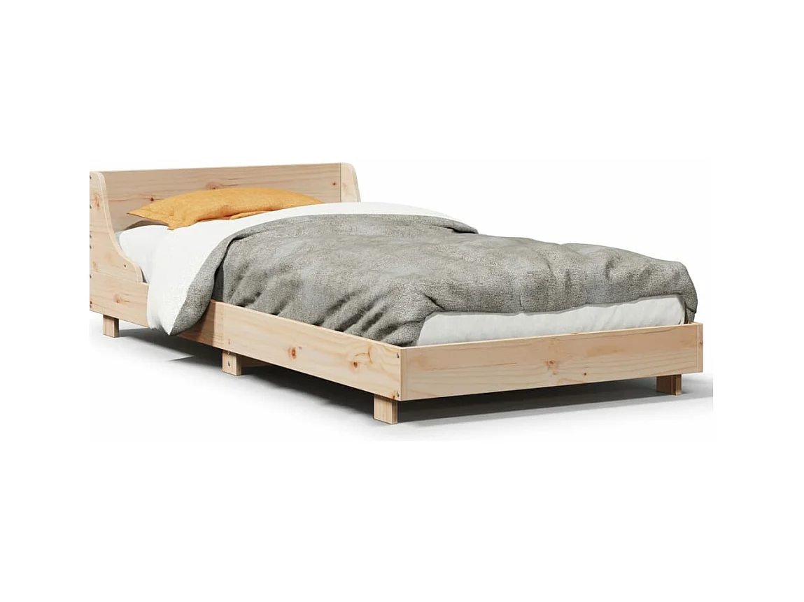 Lit adulte avec tête de lit 90x190 cm bois de pin massif FR561335